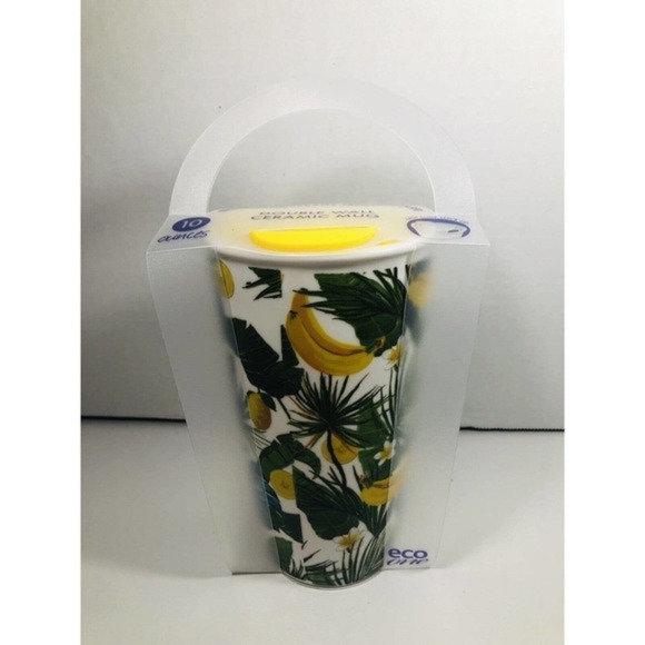Eco One Double Wall Ceramic Mug Banana Tropical Pattern 10 Ounce NEW - Picture 2 of 8